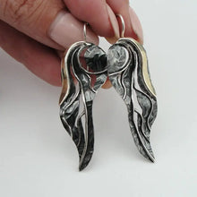 Load image into Gallery viewer, Hadar Designers Long Earrings 9K Yellow Gold Sterling Silver Handmade (s 2001)