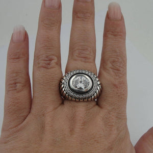 Hadar Designers Impressive Sterling Silver Sparkling White Zircon Ring 7, 7.5 (Y