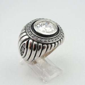 Hadar Designers Impressive Sterling Silver Sparkling White Zircon Ring 7, 7.5 (Y