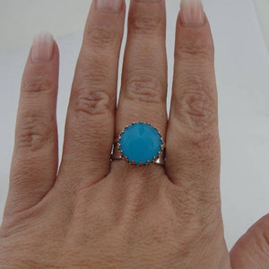 Hadar Designers Blue Ocean Quartz Ring size 8, 8.5 Handmade 925 Silver (H)SALE