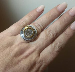 Hadar Designers Druzi Druzy Ring Israel 9k Yellow Gold 925 Silver 6,7,8,9,10(MS