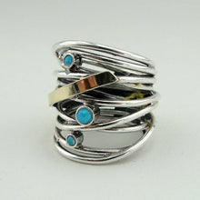 Load image into Gallery viewer, Hadar Designers Blue Opal Ring 6,7,8,9,10 9k Yellow Gold 925 Silver (Ms r1051)