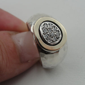 Hadar Designers White Zircon Ring 6,5,7,8.5 9k Yellow Gold 925 Silver (ms)y