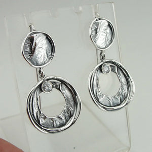Zircon Earrings 925 Silver "WILD" Dangle Handmade Hadar Designers (MS)
