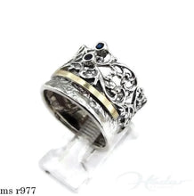 Load image into Gallery viewer, Hadar Designers Blue Sapphire Ring 9k Yellow Gold 925 Silver sz 6,7,8,9,10 (MS)