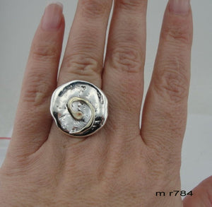 Hadar Designers 9k Yellow Gold 925 Silver Spiral Ring 7,8,9,10 Handmade (Ms 784