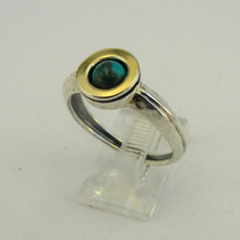Load image into Gallery viewer, Hadar Designers Turquoise Ring 9k Yellow Gold 925 Silver sz 6,7,8,9 Handmade (MS