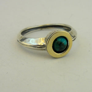 Hadar Designers Turquoise Ring 9k Yellow Gold 925 Silver sz 6,7,8,9 Handmade (MS