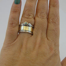 Load image into Gallery viewer, Hadar Designers Blue Opal Ring 7,8,9 Yellow Gold 925 Silver Art Handmade (ms)