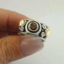 Load image into Gallery viewer, Hadar Designers 9k Yellow Gold 925 Silver Red Zircon Ring 6,6.5,7,8,9,10 (MS) 6y