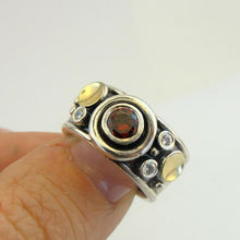Load image into Gallery viewer, Hadar Designers 9k Yellow Gold 925 Silver Red Zircon Ring 6,6.5,7,8,9,10 (MS) 6y