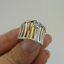 Load image into Gallery viewer, Ring 9k Yellow Gold 925 Silver Floral  6,7,8,9, Israel Hadar Designers  (Ms)