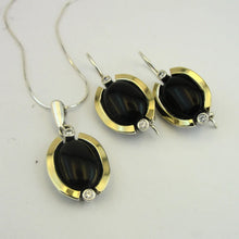 Load image into Gallery viewer, Hadar Designers black onyx pendant 9k yellow gold 925 silver handmade (ms 1540)