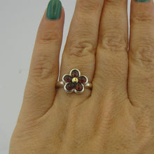Load image into Gallery viewer, Hadar Designers 9k Gold 925 Silver Ring Garnet 6,7,7.5,8,9 Handmade Floral (MS)y