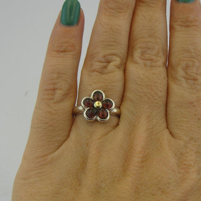Garnet Ring 9k Gold 925 Silver 6,7,7.5,8,9 Handmade Floral Hadar Designers (MS)y