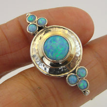 Load image into Gallery viewer, Hadar Designers 9k Yellow Gold 925 Silver Opal 2 Finger Ring size 6.5,7,7.5 (MS)