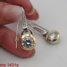 Load image into Gallery viewer, Hadar Designers White Zircon 9k Yellow Gold 925 Silver Earrings Handmade (MS)