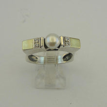 Load image into Gallery viewer, Hadar Designers Israel Pearl Ring 9k Yellow Gold Sterling Silver Handmade Art(ms