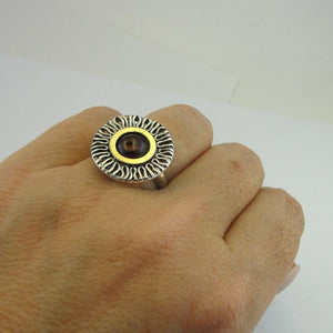 Hadar Designers Garnet Ring 9k Yellow Gold Sterling Silver 7,8,9,10 Handmade (MS)y