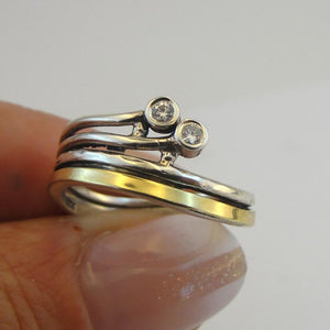 Hadar Designers 9k Yellow Gold Sterling Silver Zircon Ring 6,7,8,9 Handmade (MS