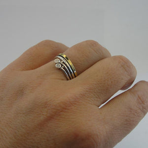 Hadar Designers 9k Yellow Gold Sterling Silver Zircon Ring 6,7,8,9 Handmade (MS