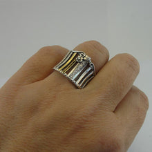 Load image into Gallery viewer, Hadar Designers 9k Yellow Gold 925 Silver Floral Ring 6,7,8,9, Israel (Ms)
