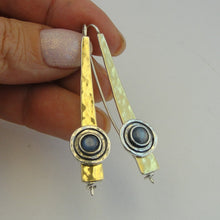 Load image into Gallery viewer, Hadar Designers 9k Yellow Gold 925 Silver Kyanite Earrings Handmade (ms 1609)