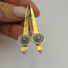 Load image into Gallery viewer, Hadar Designers 9k Yellow Gold 925 Silver Kyanite Earrings Handmade (ms 1609)