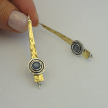 Load image into Gallery viewer, Hadar Designers 9k Yellow Gold 925 Silver Kyanite Earrings Handmade (ms 1609)