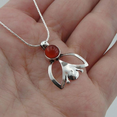 Hadar Designers Israel Carnelian Pendant 925 Sterling Silver Handmade Art (H)