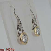 Load image into Gallery viewer, Hadar Designers White Zircon 9k Yellow Gold 925 Silver Earrings Handmade (MS)