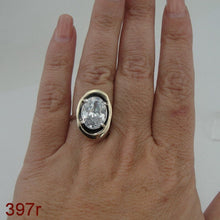 Load image into Gallery viewer, Hadar Designers Ring White Zircon 9k Yellow Gold 925 Silver 6,7,8,9,10,11 (MS