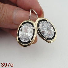 Load image into Gallery viewer, Hadar Designers White Zircon 9k Yellow Gold 925 Silver Earrings (MS