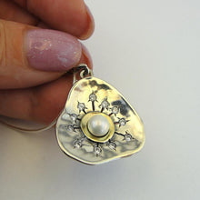 Load image into Gallery viewer, Hadar Designers Pearl White Zircon Pendant Handmade 9k Yellow Gold 925 Silver (MS 1517