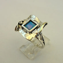 Load image into Gallery viewer, Hadar Designers Blue Opal Ring size 8 Handmade 9k Yellow Gold 925 Silver (MS 351