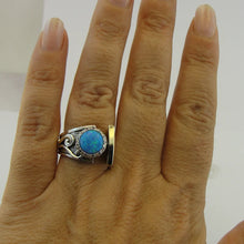 Load image into Gallery viewer, Hadar Designers Ring Blue Opal 9k Yellow Gold 925 Silver 6,7,8,9,10Handmade (ms
