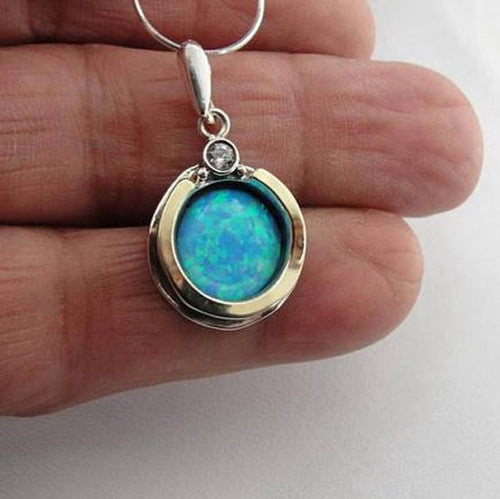 Hadar Designers Modern Art Handmade 9k Yellow Gold 925 Silver Zircon Pendant (MS