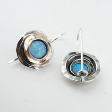 Load image into Gallery viewer, Hadar Designers 9k Yellow Gold 925 Sterling Silver Blue Opal Earrings (ms 1103)