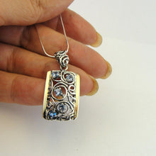 Load image into Gallery viewer, Hadar Designers Handmade 9k Yellow Gold 925 Silver Blue Topaz Pendant (SM)