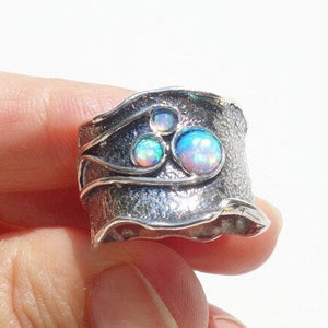 Blue Opal Ring  925 Sterling Silver size 6.5, 7 Handmade Hadar Designers () LAST