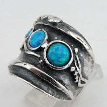Load image into Gallery viewer, Hadar Designers 925 Sterling Silver Blue Opal Ring 7,8,9,10 Handmade (H)