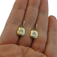 Load image into Gallery viewer, Hadar Designers White Zircon 9k Yellow Gold Sterling Silver Earrings Handmade(MS