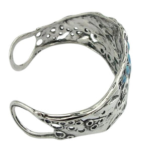 Hadar Designers Sterling Silver Blue Opal Cuff Bracelet Handmade Art (H 313b