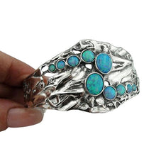 Load image into Gallery viewer, Hadar Designers Sterling Silver Blue Opal Cuff Bracelet Handmade Art (H 313b