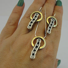 Load image into Gallery viewer, Hadar Designers earrings 9k yellow gold sterling silver zircon handmade (ms1744)