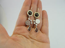 Load image into Gallery viewer, Hadar Designers long garnet zircon earrings 9k yellow gold silver handmade (ms