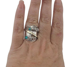 Load image into Gallery viewer, Hadar Designers ring blue opal 7,8,9,10 9k gold 925 sterling silver (ms 1104)