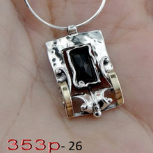 Load image into Gallery viewer, Hadar Designers Black Onyx Pendant 9k Yellow Gold Sterling Silver Handmade (MS)