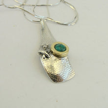 Load image into Gallery viewer, Hadar Designers Crisocolla Sterling Silver 9k Yellow Gold Pendant Handmade (ms)Y