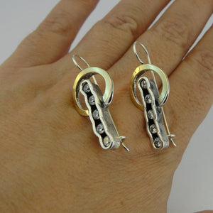 Hadar Designers earrings 9k yellow gold sterling silver zircon handmade (ms1744)